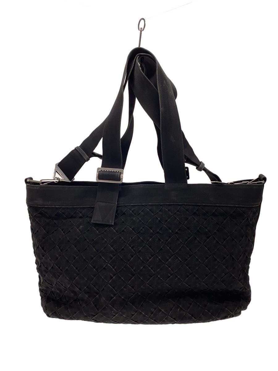 BOTTEGA VENETA(ボッテガ・ヴェネタ) イントレチャート 2WAYトート/ショルダーバッグ キャンバス ブラック【中古】