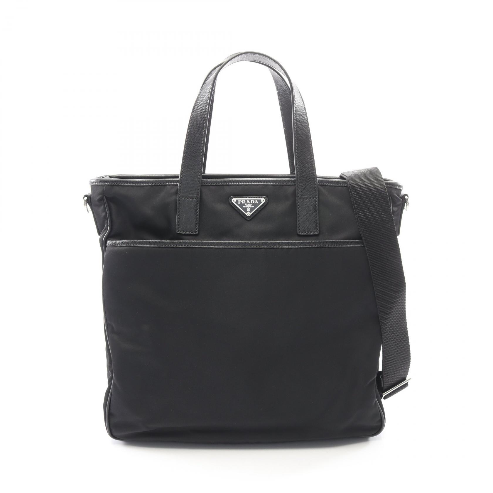 PRADA(プラダ) TESSUTO+SAFFIANO 2WAYビジネスバッグ ナイロン×サフィアーノレザー ブラック系【中古】