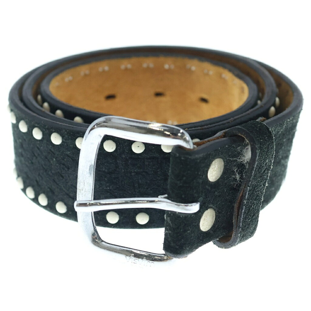 VISVIM(ヴィスヴィム) STUDS SUEDO LEATHER BELT スタッズ スエードレザーベルト ブラック【中古】