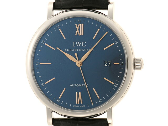 IWC インターナショナルウォッチカンパニー ポートフィノ オートマティック IW356523 腕時計 ステンレススチール/革 ブルー文字盤 自動巻き メンズ【中古】472