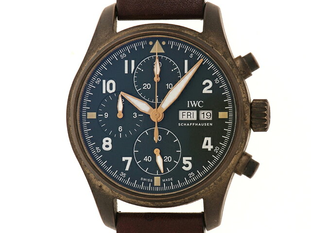 IWC インターナショナルウォッチカンパニー ウォッチ パイロット ウオッチ クロノ スピットファイア 時計 IW387902 腕時計 カーフ グリーン文字盤 自動巻き メンズ【中古】472