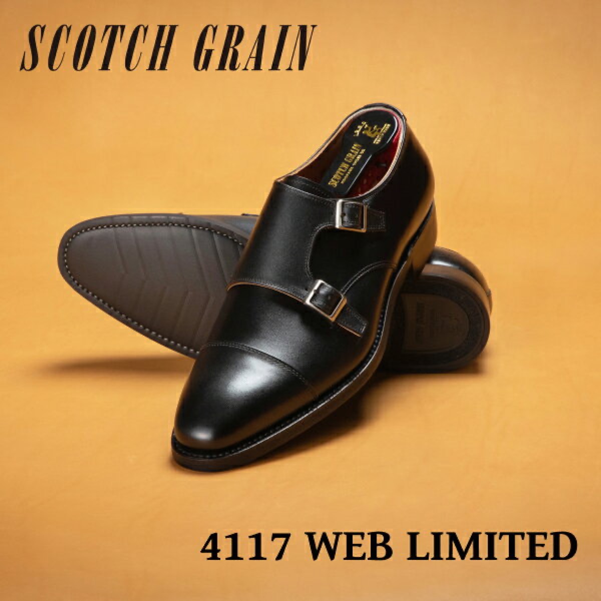 SCOTCH GRAIN(スコッチグレイン) ダブルモンクストラップ ビジネスシューズ NL4117BL