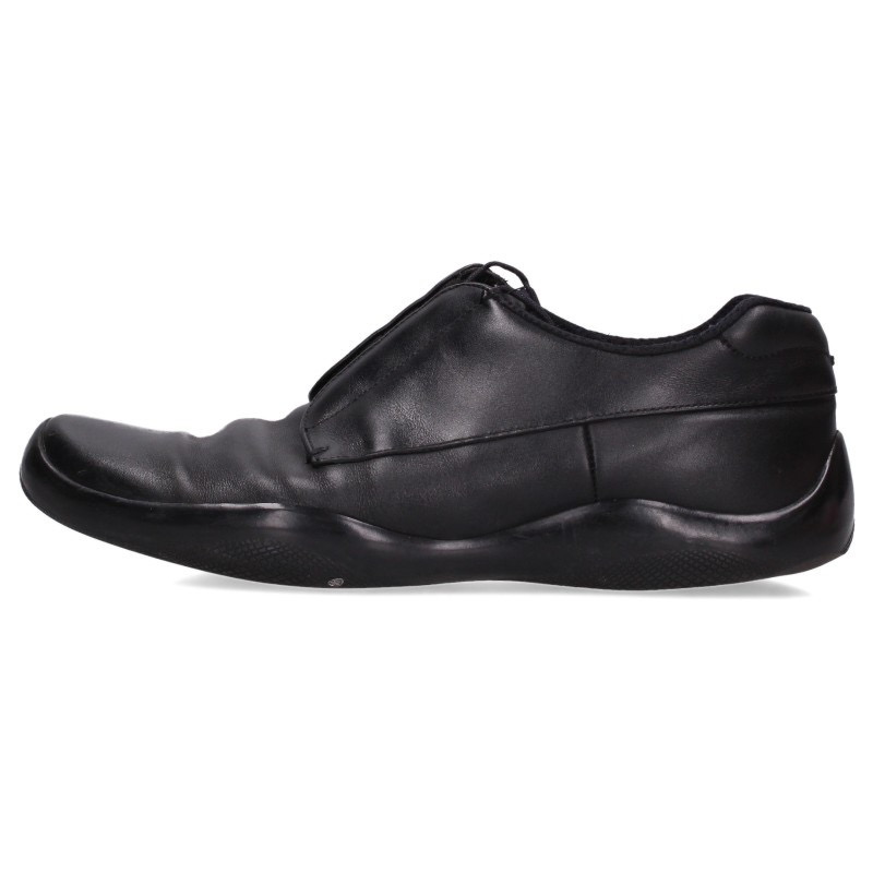 プラダスポーツ PRADA SPORT サイズ:7 アメリカズカップ レザーローカットスニーカー(ブラック)【428062】【BS99】【メンズ】【小物】【中古】bb411#rinkan*C
