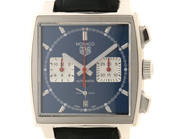 TAG HEUER タグホイヤー モナコ キャリバー ホイヤー02 クロノグラフ CBL2111.FC6453 腕時計 SS/クロコダイル 自動巻 ブルー文字盤 メンズ【中古】473